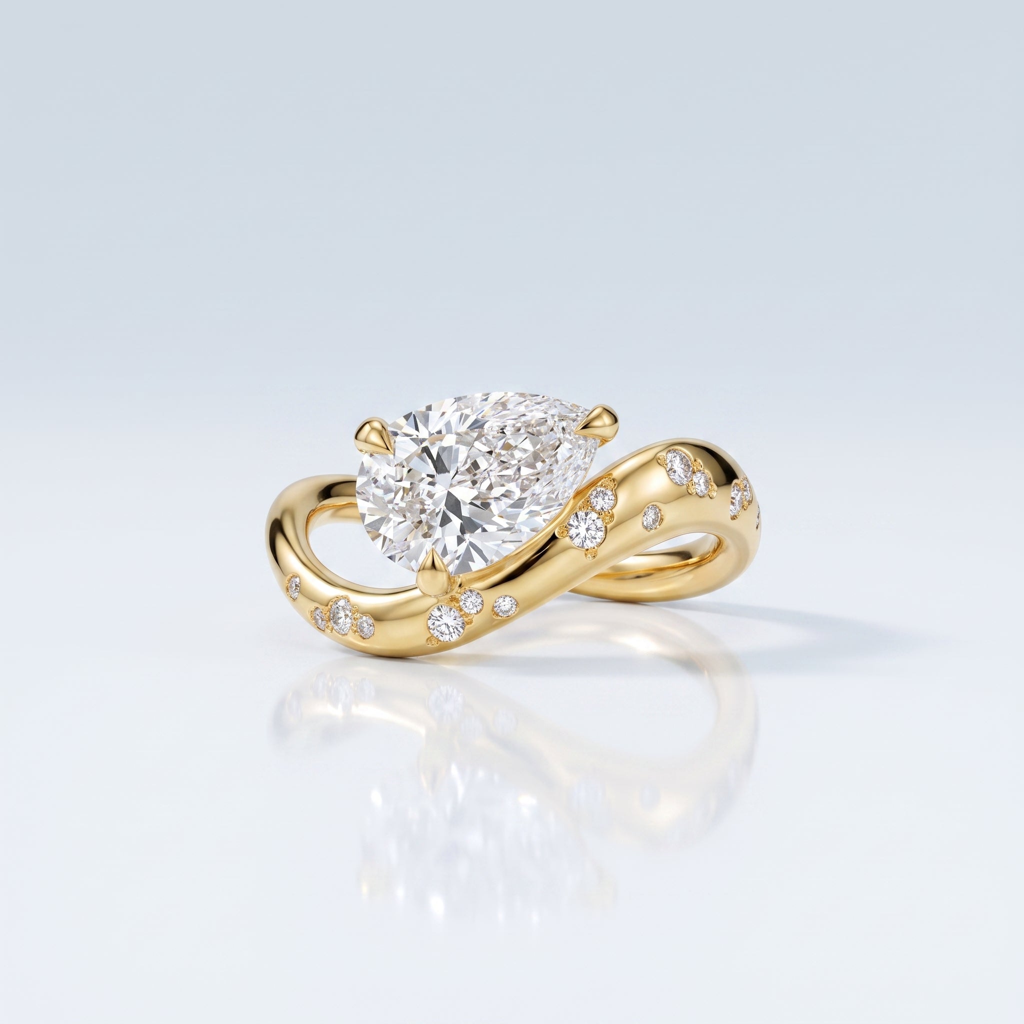 Marquise Swirl Solitaire Engagement Ring – 1 CT Lab Grown Diamond